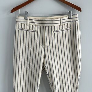 The essential slim by Anthropologie pants cream pants with blue and green stripe